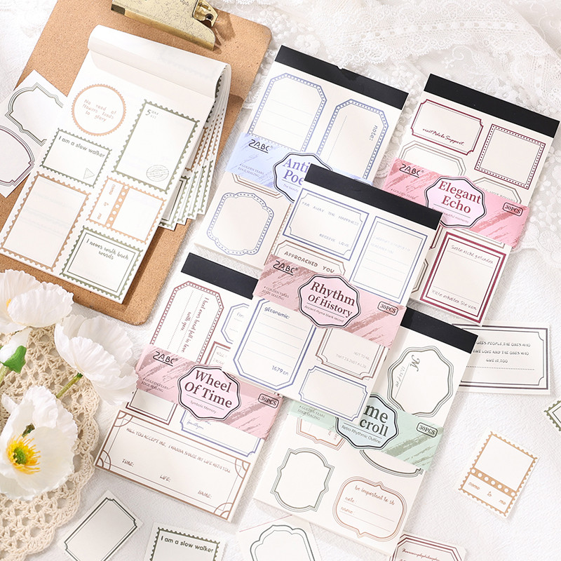 

30 Sheets Vintage Label Style Material Papers Memo Pads Marker Journaling Scrapbook supplies DIY Office School Notes Stationery