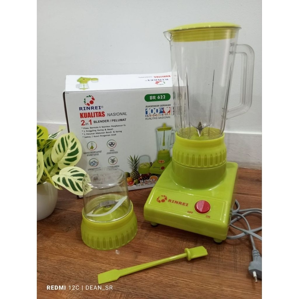 Blender Nasional Rinrei 2 In 1 Tabung Plastik BR 622P