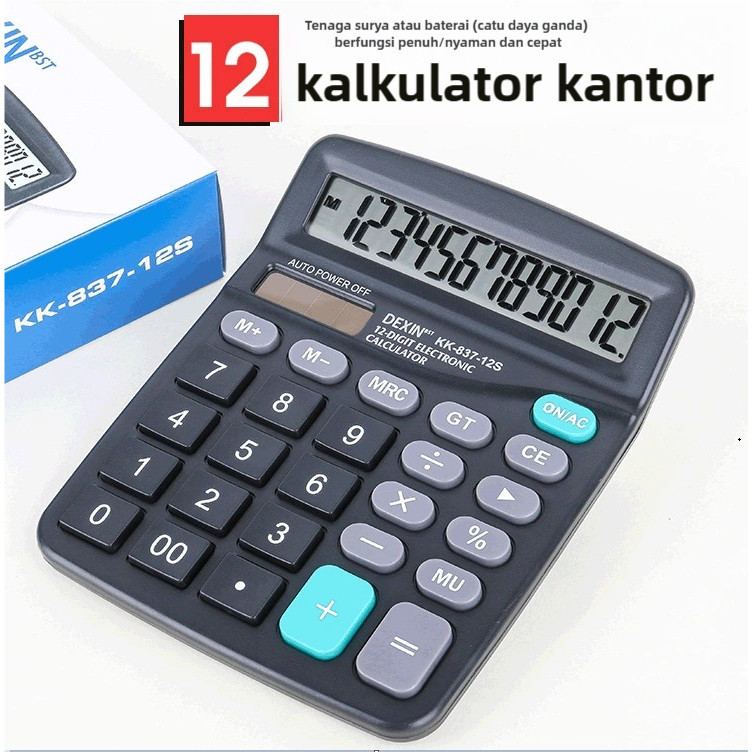 

Kalkulator surya 12 digit layar besar catu daya ganda perlengkapan kantor akuntansi keuangan