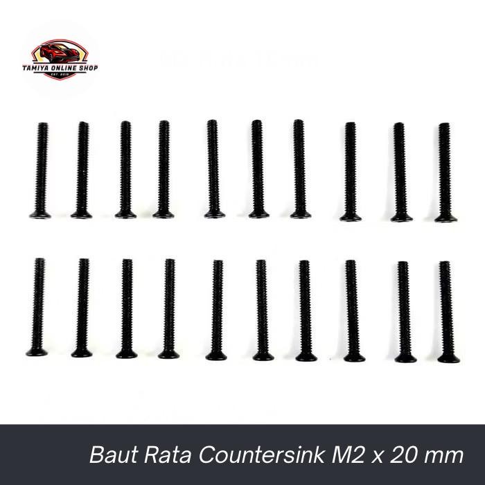 Rep Tamiya Baut Rata Countersink Hitam M2 x 20 mm Screw Baut Rata Hitam M2 x 20 mm - 20 pcs Baut Tam
