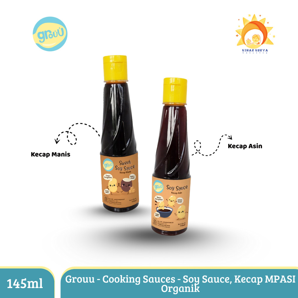 

Grouu - Cooking Sauces - Soy Sauce & Sweet Soy Sauce, Kecap Asin & Kecap Manis MPASI Organik