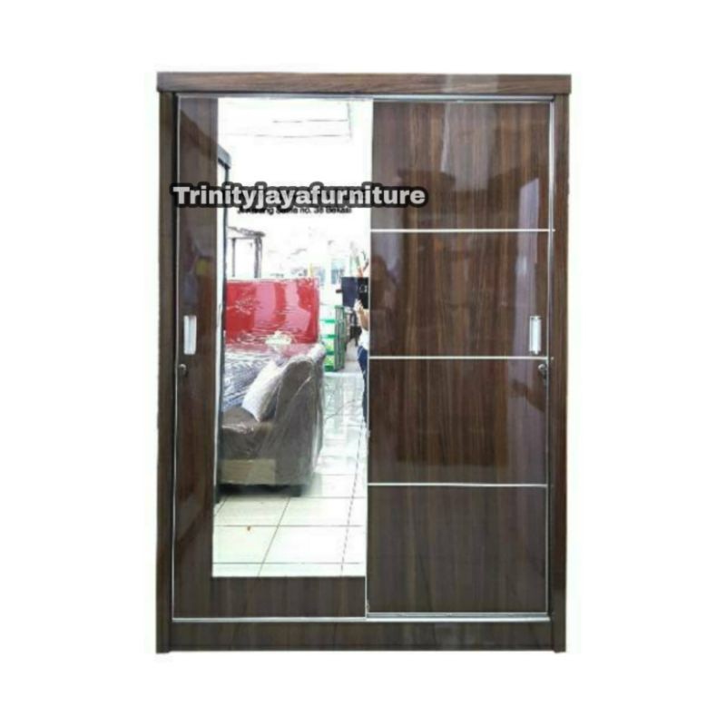 (GRATIS MASKER) Lemari baju jumbo  kayu duco HPL  pintu sleding cermin