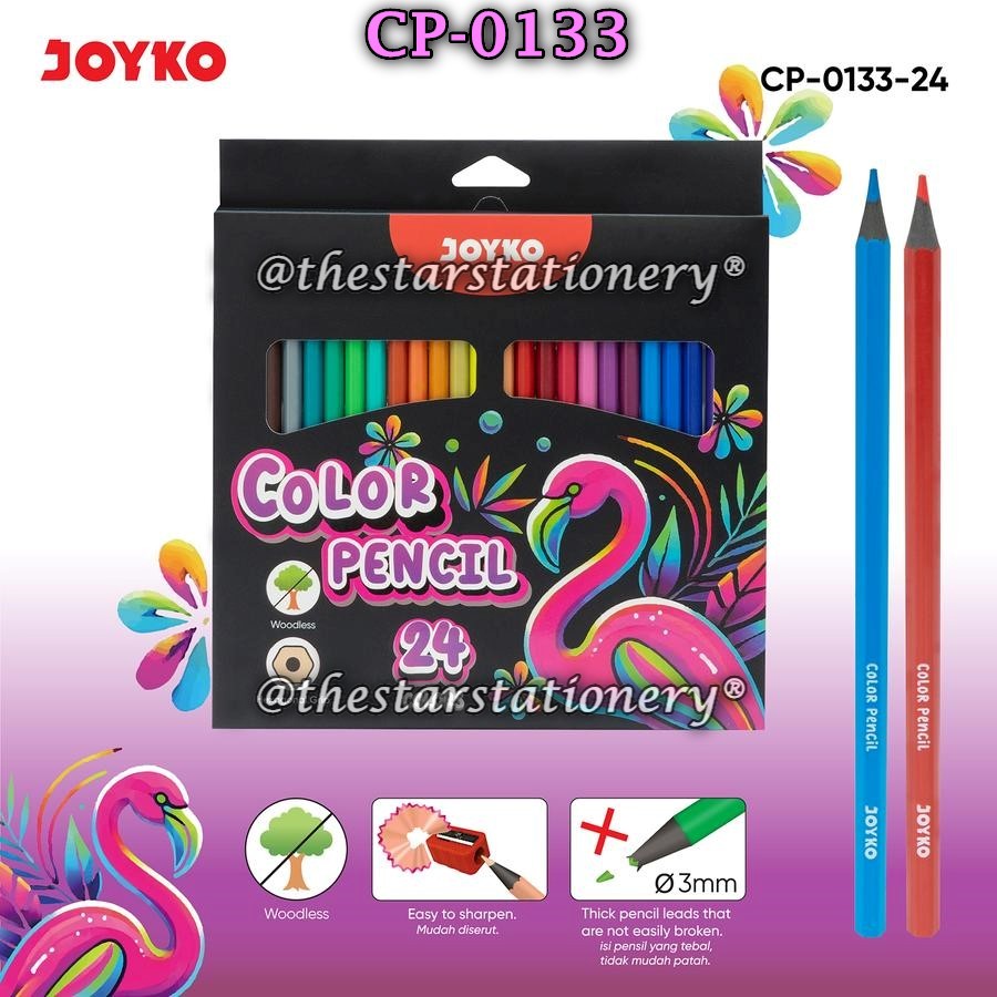 

(1 Set) GROSIR Pensil Warna JOYKO CP-0133-24 24W Panjang Color Pencil Pensil Warna Joyko CP-0133