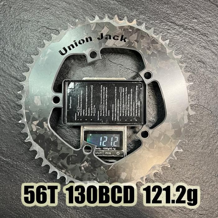 Chainring serat karbon T700 BCD130 UNION JACK tekstur MARBLE BromptonN - 48T