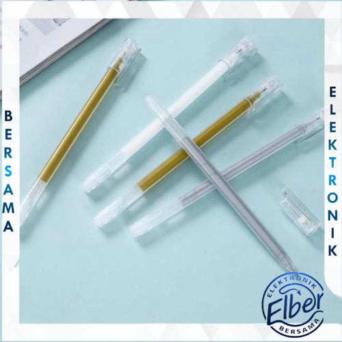 

ELBER Pena Glitter Gel Metalik 0.9mm Emas Silver Putih Pulpen Warna Warni Gold Colour Gel Pen Tinta Metallic Ballpoint Craftwork Scrapbook Y3436