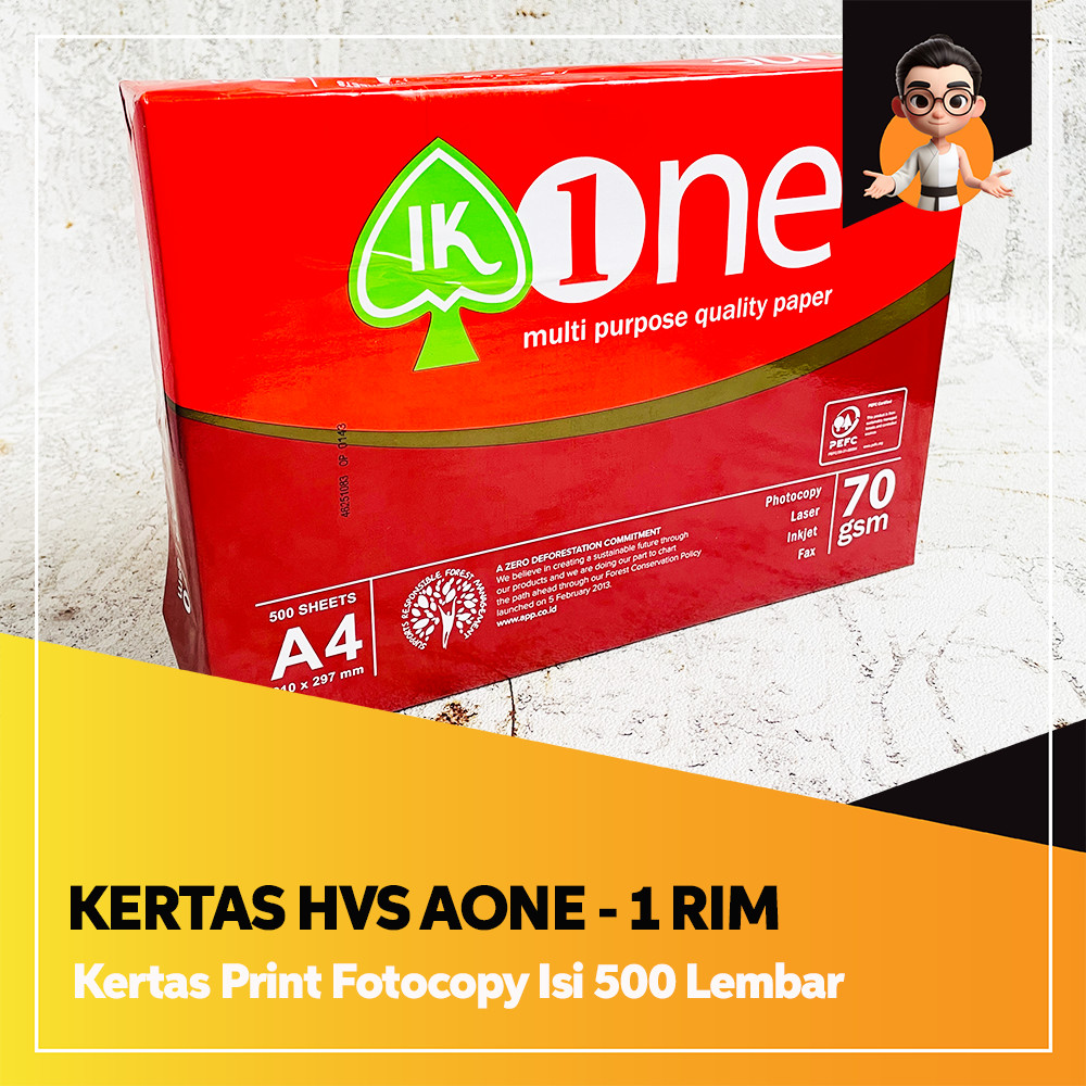 

Kertas HVS AONE A4 70 Gram – 1 Rim Isi 500 Lembar | Kertas Print Fotocopy Murah