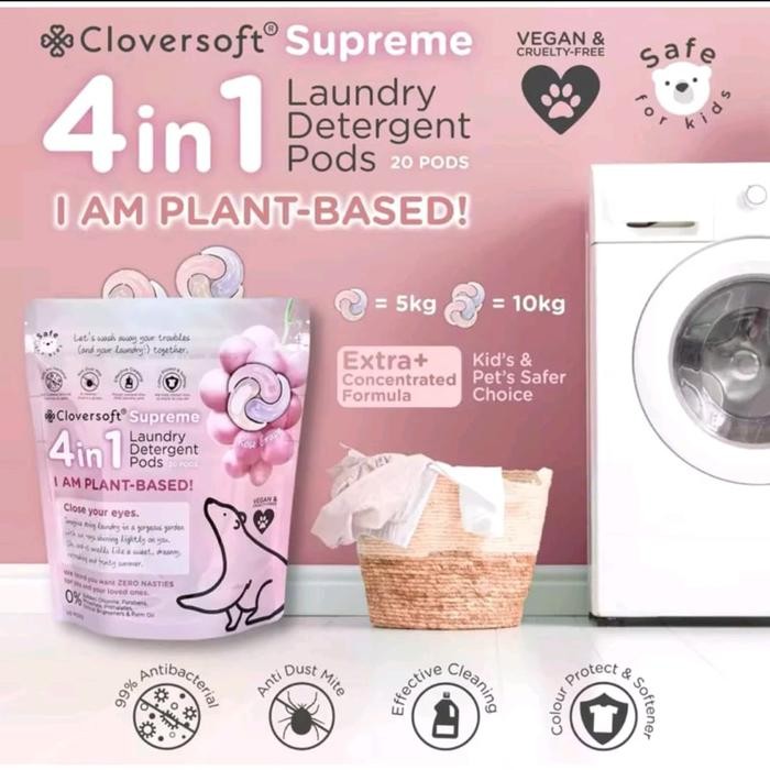 Cloversoft 4 in 1 Anti Dust Mite Basic Laundry Cotton Candy 25 pods