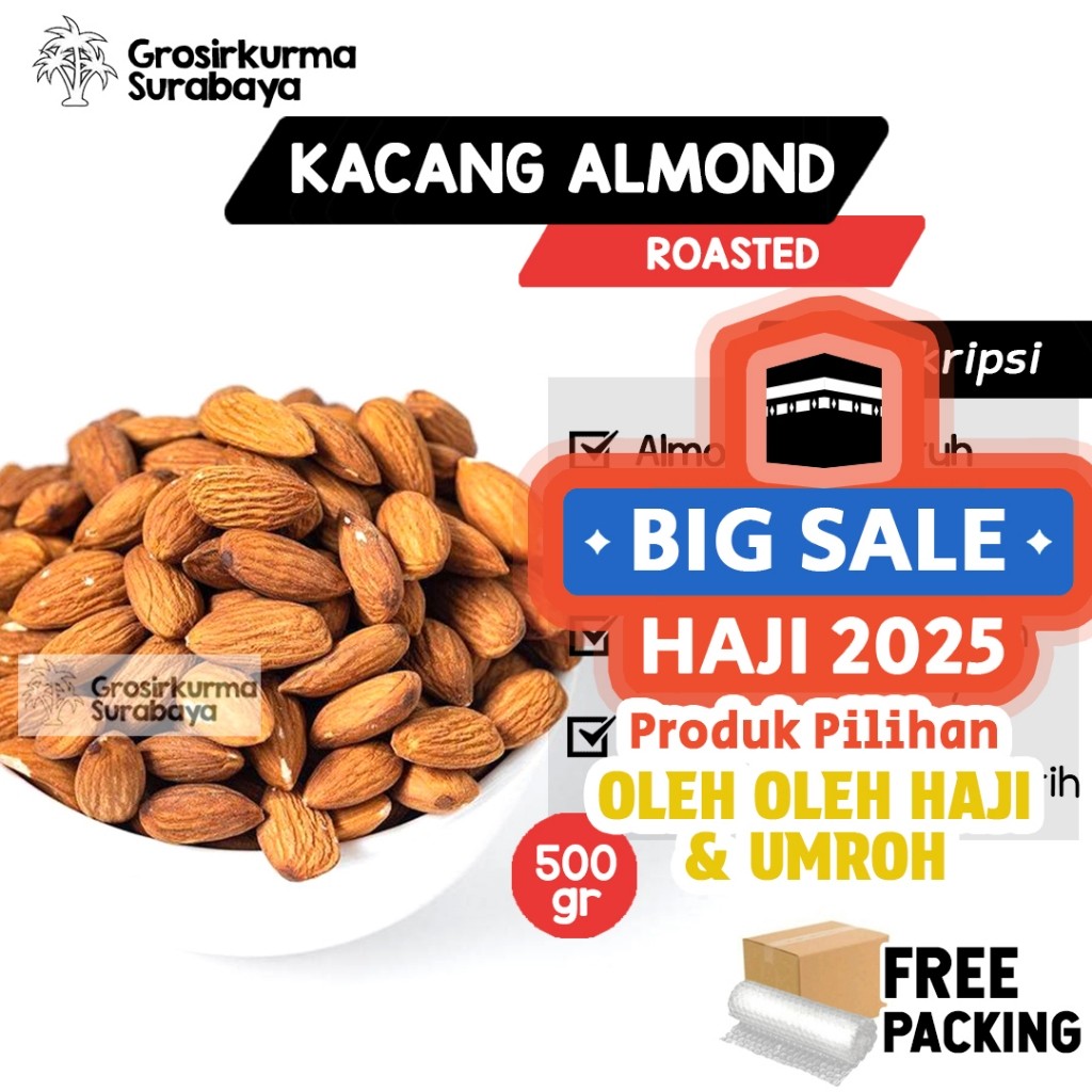 

Kacang Almond Kupas 500gr Panggang Oven Tanpa Kulit Sudah Matang Untuk Cemilan Snack MPASI Booster