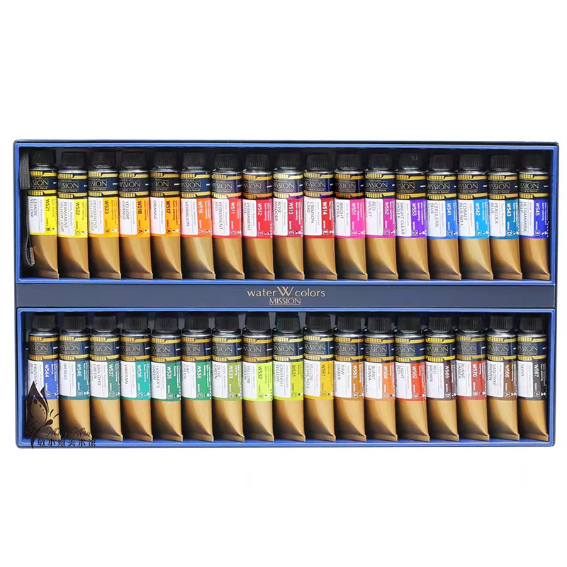 

Mijello Artist Mission Gold Class Pure Pigment Watercolor Set of 12/17/24/34 x 15/7ml Tubes for Painters Students Art Supplies