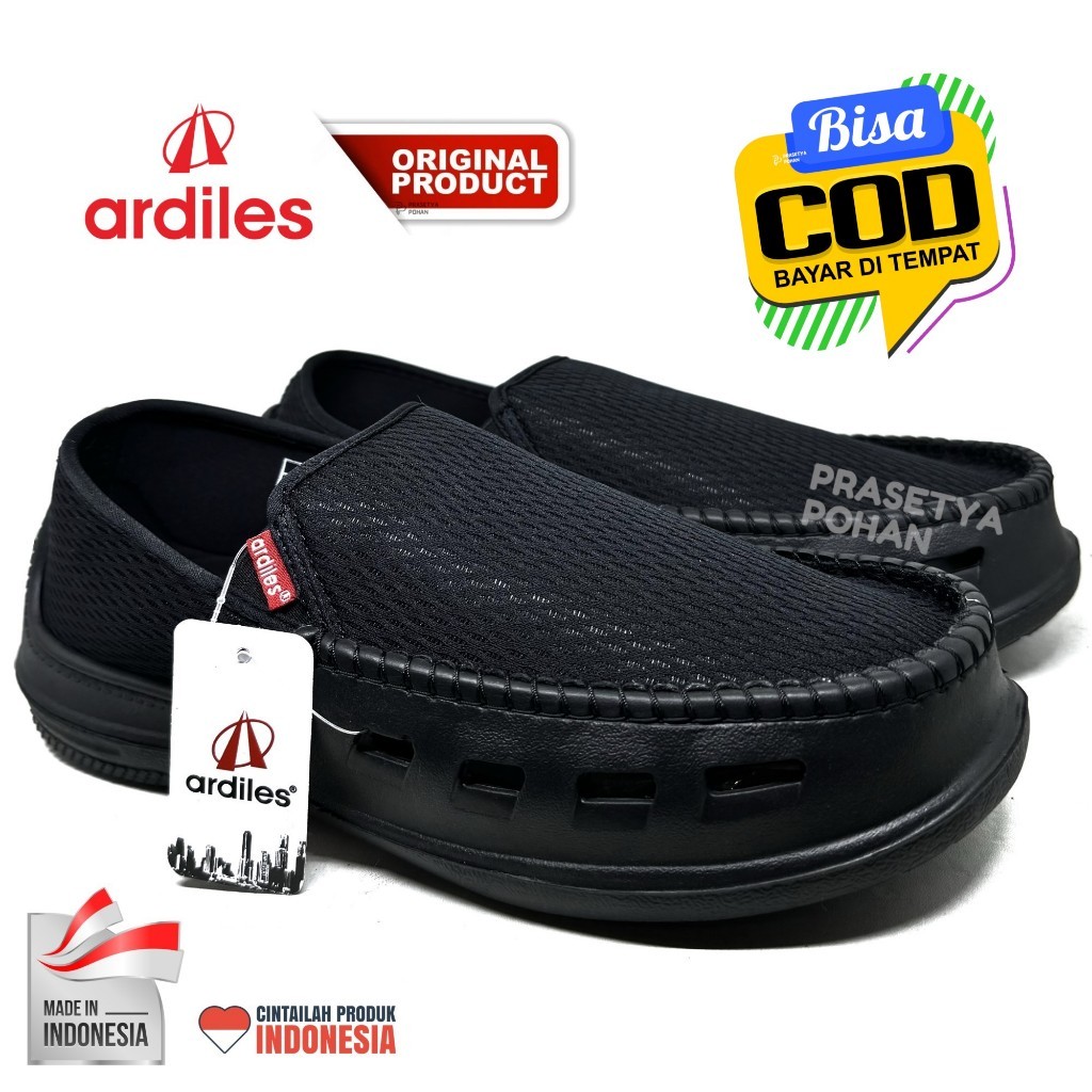 E45R Sepatu Ardiles Slip On Pria Hitam Original Ardiles - Sepatu Ardiles Pria