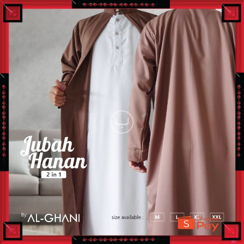 [PREMIUM ORIGINAL] ALGHANI - 1SET JUBAH LUAR DALAM, gamis pria lengan panjang, jubah Hanan 2in1 baha