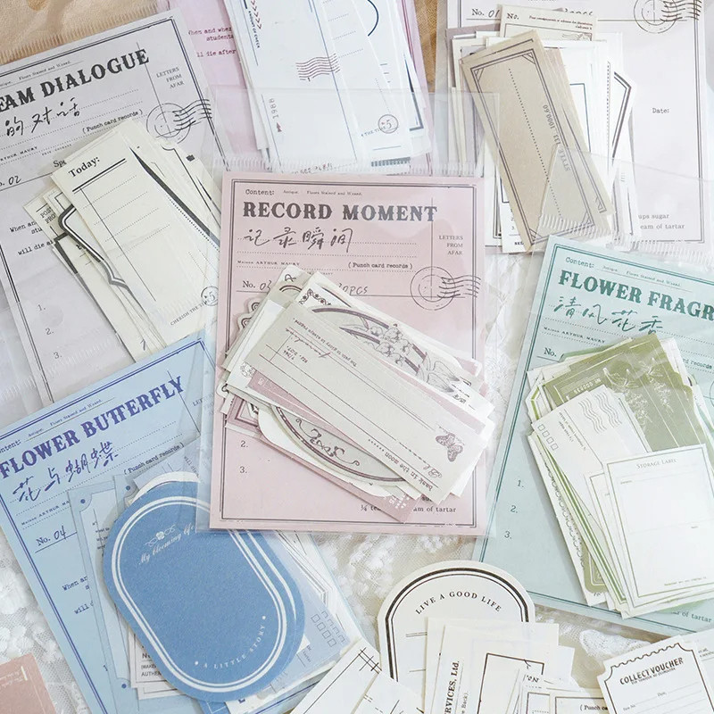 

[Gongjin] 30 Lembar Kertas Deco LR Decal Scrapbook Tiket Note Memo DIY Bujo