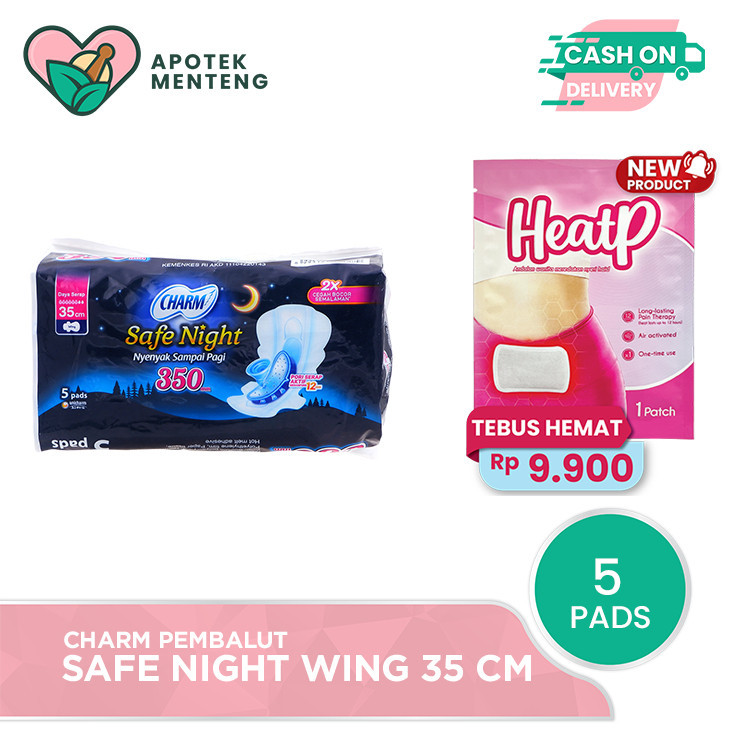 Charm Pembalut Safe Night 35 cm Wing 5 Pads - Pembalut Malam 35 cm