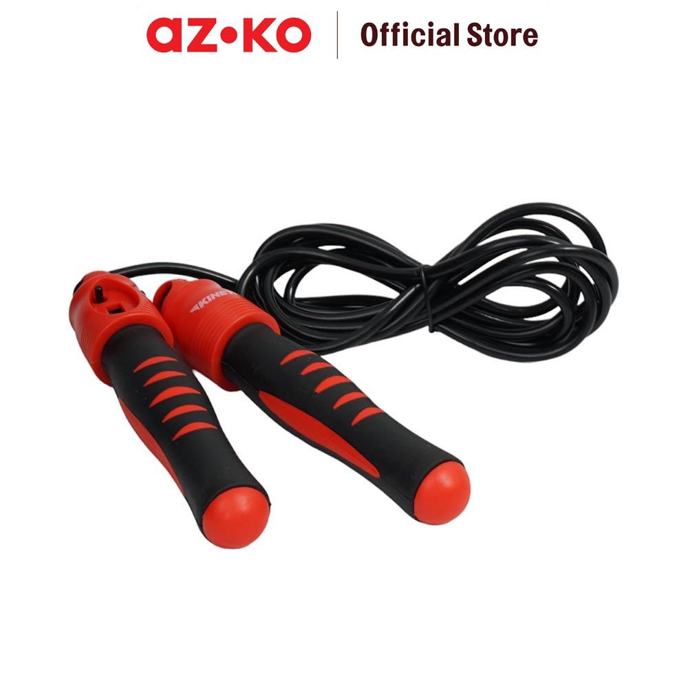AZKO Kinetic Tali Skipping Dengan Counter - Hitam/Merah Skip Rope Jumping Rope Tali Olahraga Lompat 