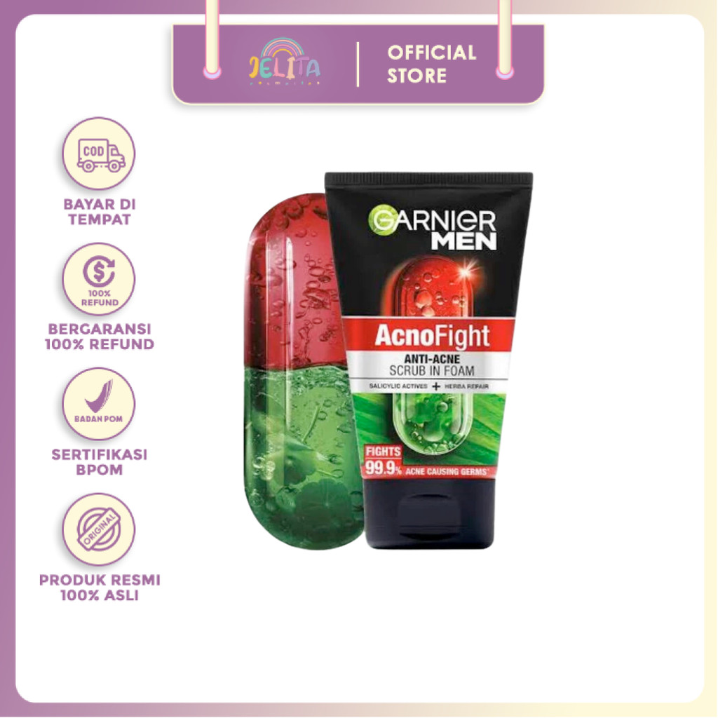 JBH - Garnier Men Acno Fight Wasabi Anti-Bacteris Brightening Foam Skin Care 100ml