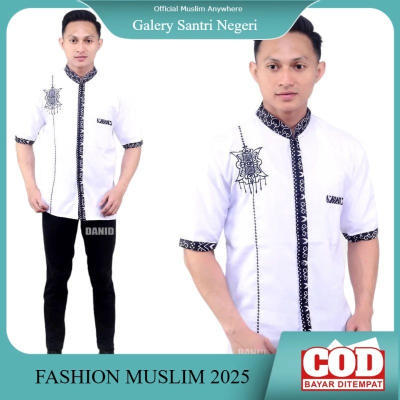 Baju Koko bordir pria dewasa baju batik laki-laki lengan pendek motif bordir aceh koko terbaru 2024