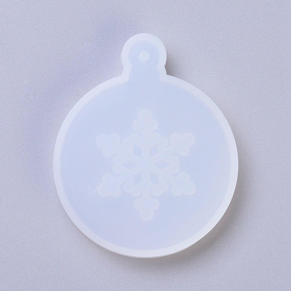 

5pc Pendant Silicone Molds Resin Casting Molds For UV Resin Epoxy Resin Jewelry Making Christmas Snowflake White 64x53x8mm