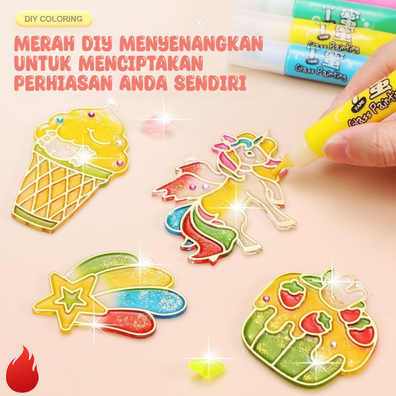 

【READY STOCK】 Diy Dyed Keychain Accessories Diy Crystal Pendant Studio Diy Painting Glass