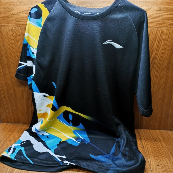 Kaos Badminton LINING ATSU793 (Black) 100% ORIGINAL - Black - XXL