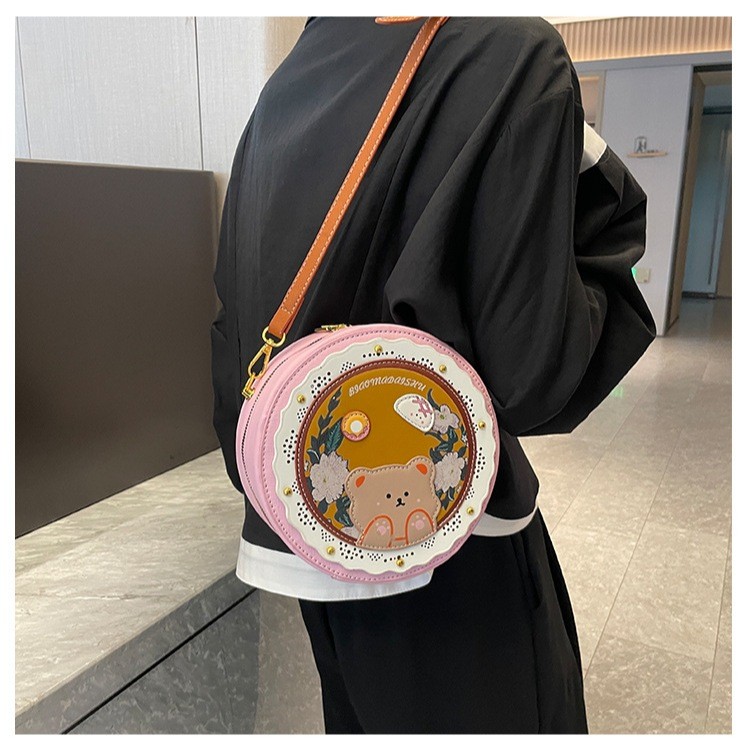 HF 12143 TAS SELEMPANG WANITA MOTIF BERUANG LUCU SLINGBAG TAS CEWEK LUCU KOREA AESTHETIC TAS BULAT G