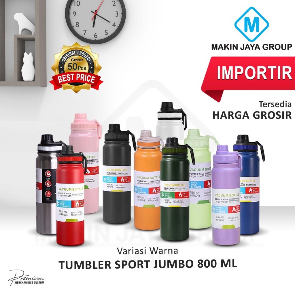 Grosir MJG Botol Minum Termos Stainless Steel TUMBLER SPORT JUMBO 800ML - MJG8055