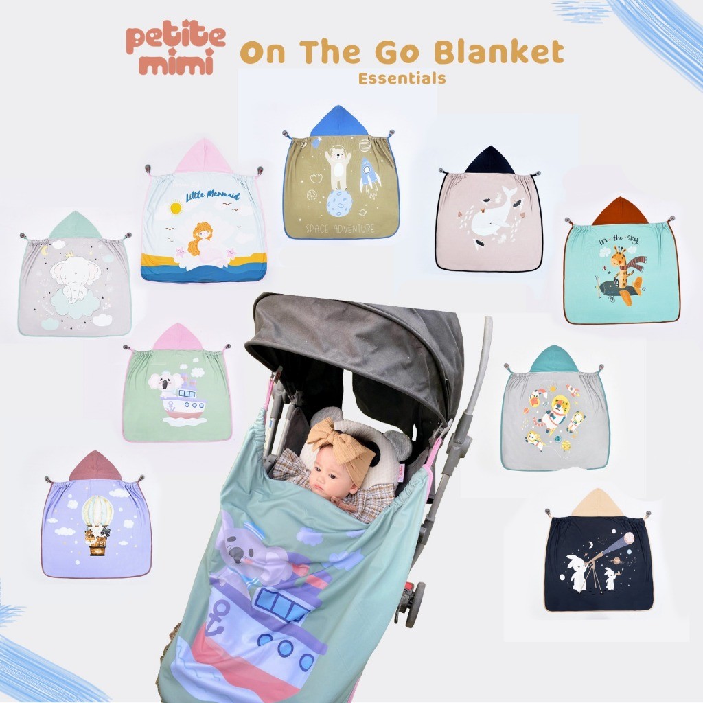 JK67YH Petite Mimi On The Go Blanket 2in1 Multifungsi - Selimut Bayi Premium Hoodie Blanket Motif Di