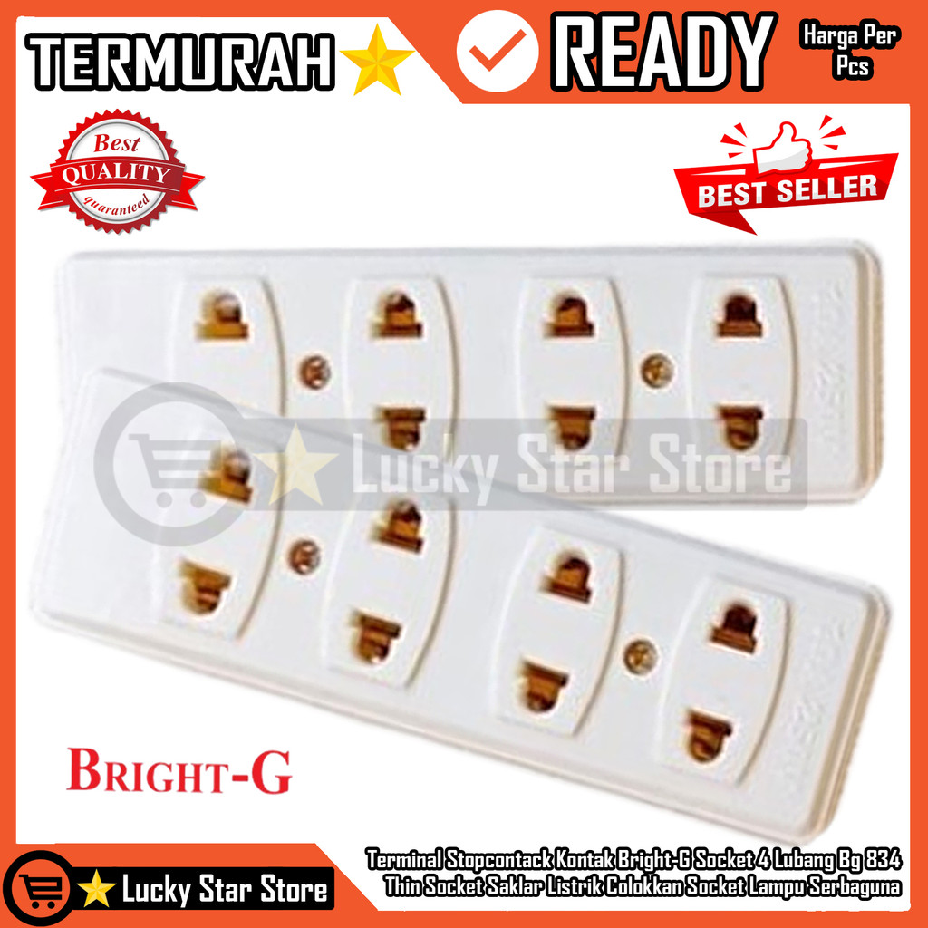 Terminal Socket 4 Lubang Bg 834 Bright G Stop Kontak Tipis Thin Colokan Listrik Lesterik Tanpa Kabel
