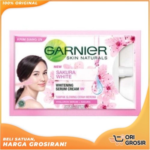 ORI Grosir Garnier Sakura White Whitening Serum Cream - Krim Siang UV Wajah