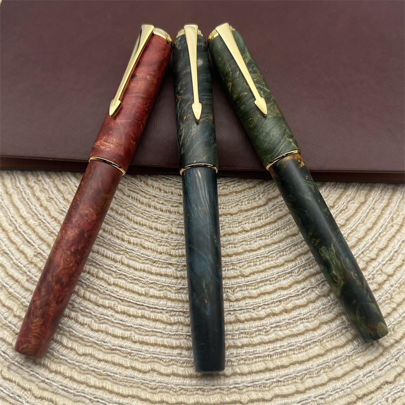 

Hongdian A7 3 Colors Stable Wood Unique Texture Fountain Pen NO.6 Hand Polished Long Knife Nib Business Student Writing Gift Pen