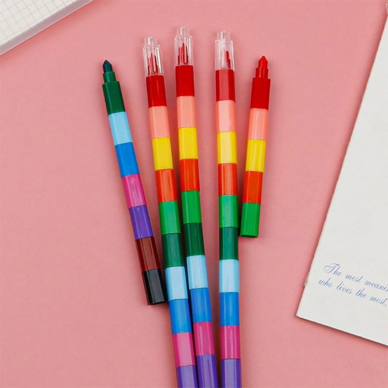 

12 Colors Crayon Markers Crayon Pens Funny Drawing Graffiti Set Removable Stackable for Boys Girls Home Kindergarten P9JB