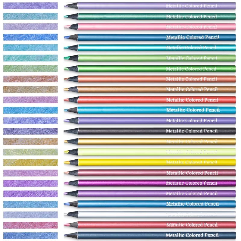 

12/24 Colors Metallic Colored Pencil Drawing and Sketching Set Colored Pencil DIY Art Supplies Coloring Pencil