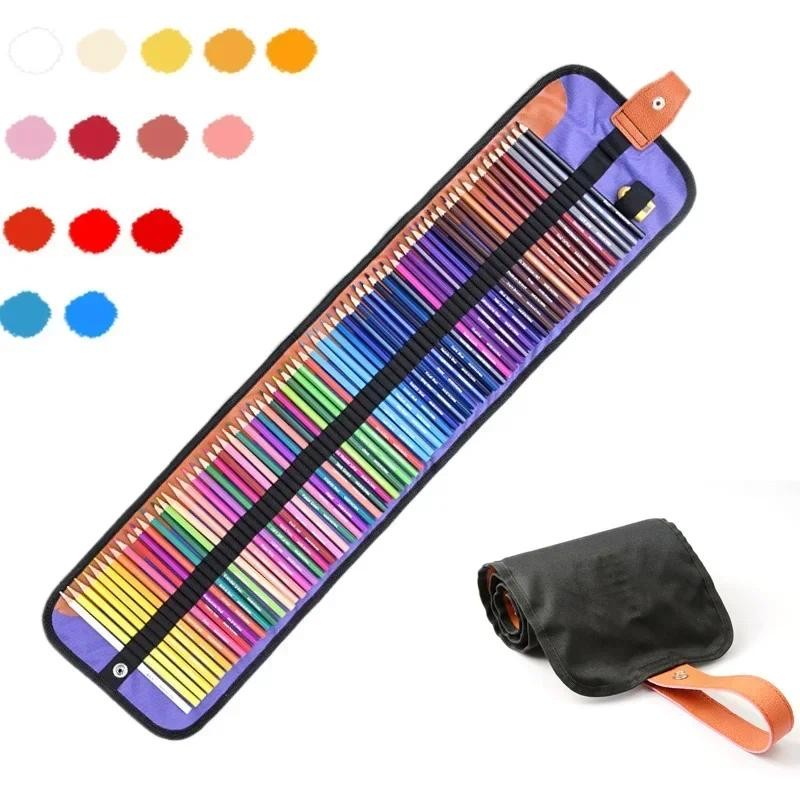 

50/72-Piece Colored Pencil Set with Canvas Roll-Up Case - Perfect for Student Adult Coloring, Drawing, Sketching, and Crafting