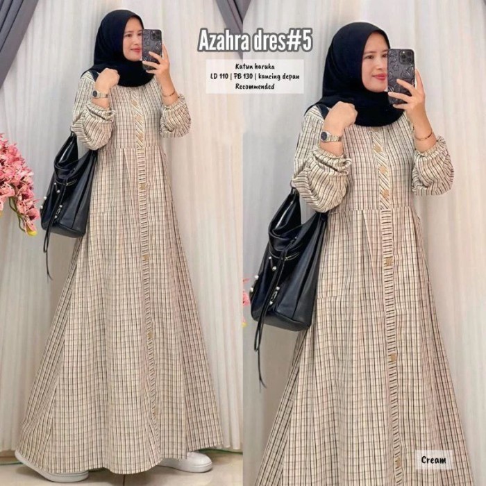 Busana Muslim Wanita Modern Modis Trendy Bahan Berkualitas Bagus /Baju Gamis Wanita Muslim Azahra Dr