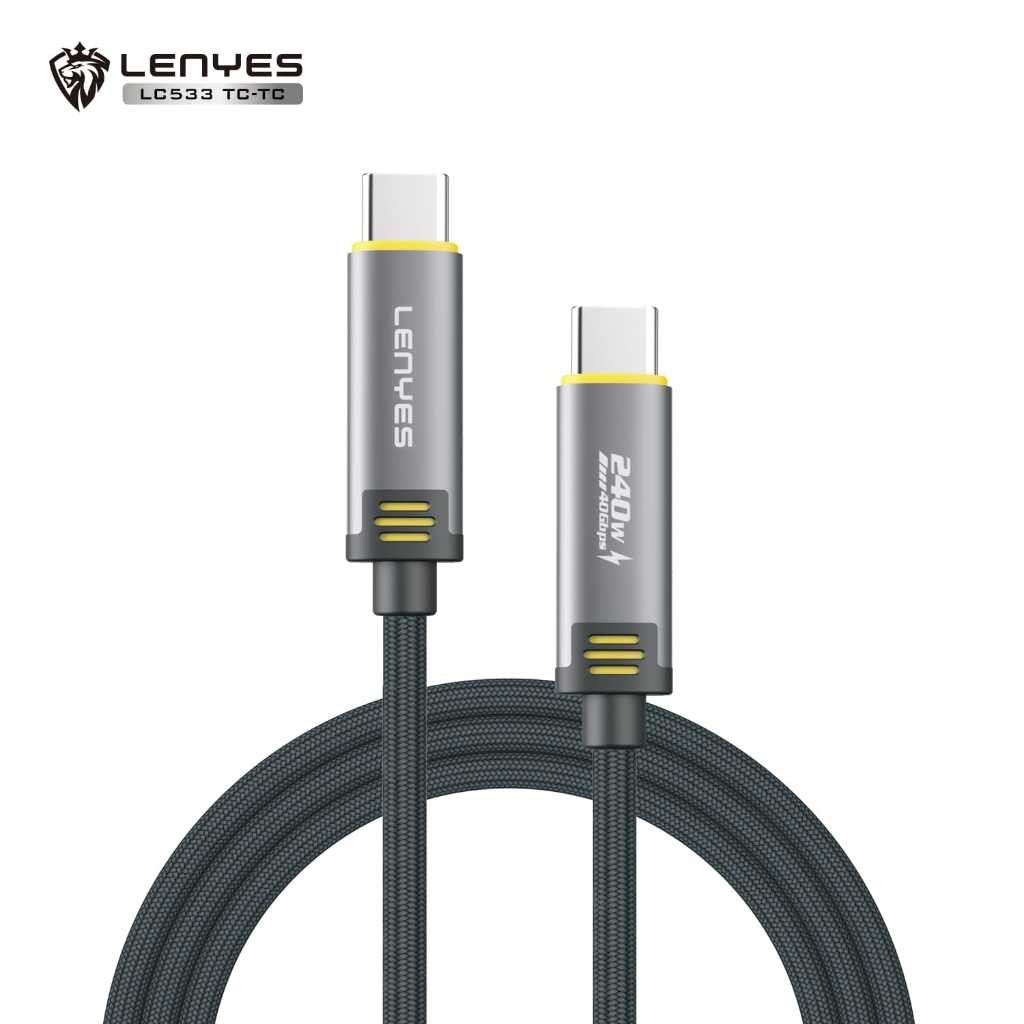 Kabel Data Type C To Type C LENYES LC533 240W Thunderbolt 8K 40Gps Fast Charging Power Delivery Cable Charging