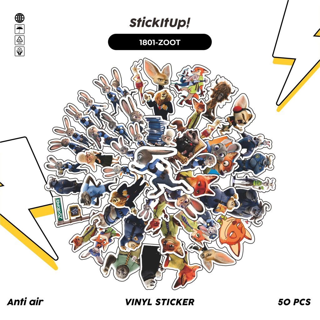 

COD 50 Pcs Stiker CARTOON SERIES ZOOTOPIA 01 Lucu Anti Air Untuk Dekorasi Notebook Sepeda Skateboard Handphone DIY