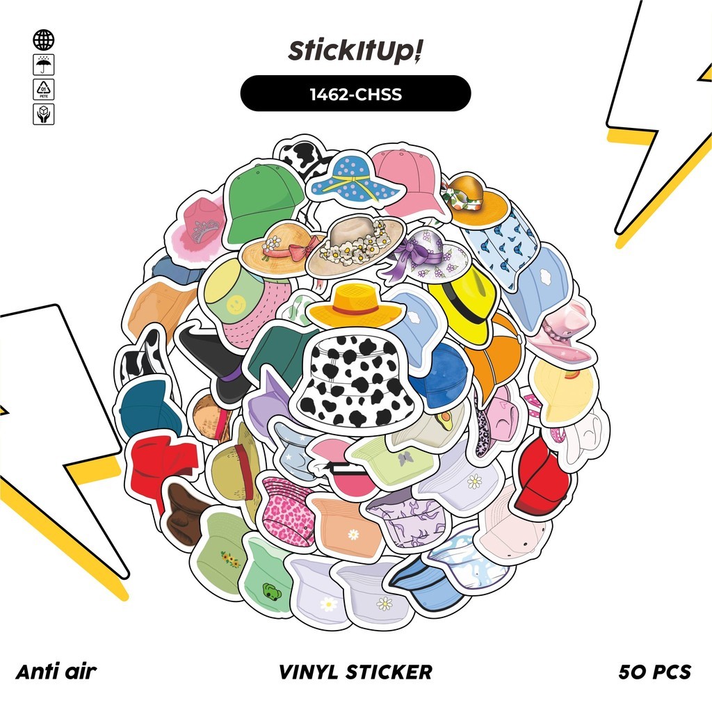 

COD 50 Pcs Stiker Colorfull Hat Lucu Anti Air Untuk Dekorasi Notebook Sepeda Skateboard Handphone DIY