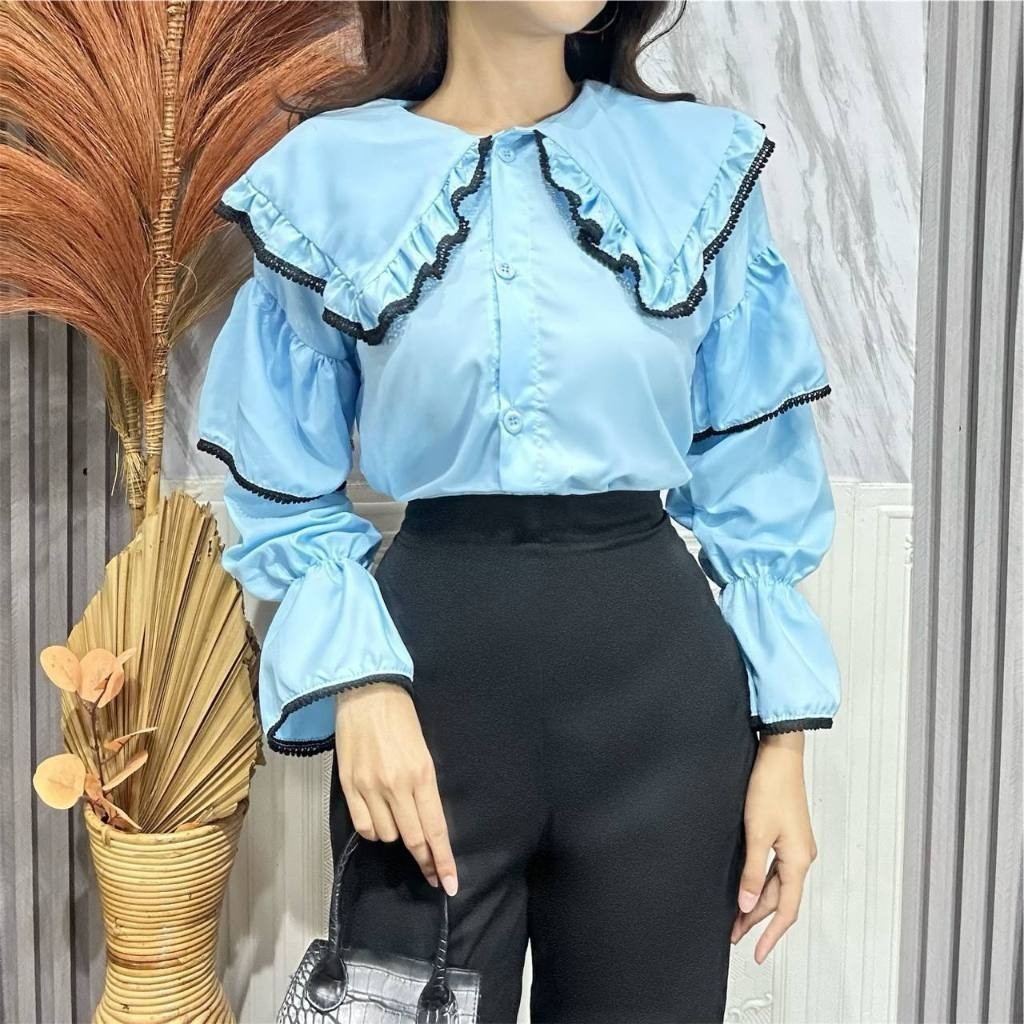 XAVIRO - ZRX BLOUSE KALATA SAILOR MODEL JAHIT / MELVIN BLOUSE RUFFLE / ATASAN BLOUSE WANITA / atasan