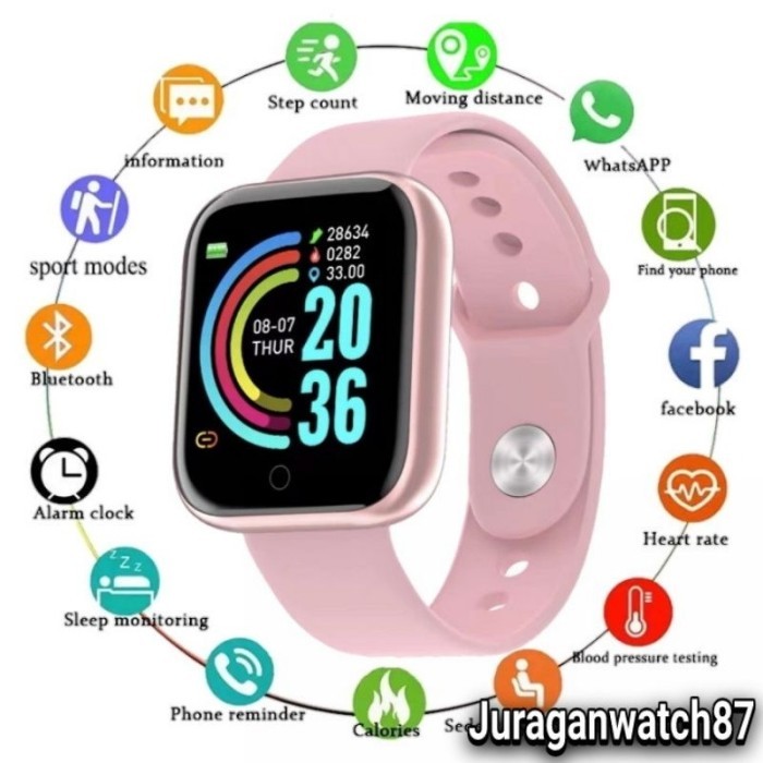 Arloji baru Jam Tangan Pintar Hp SmartWatch Android Anak Pria Wanita - Pink /Update 2025