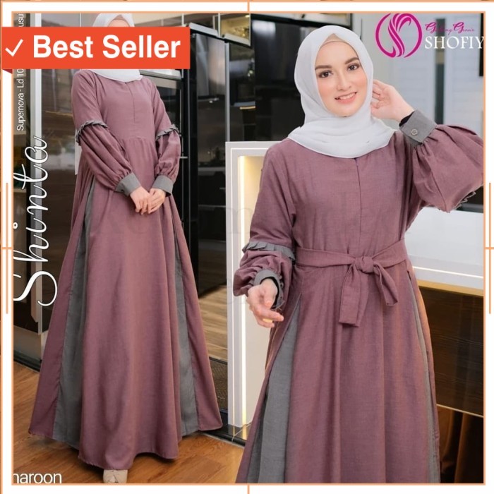 Pakaian Wanita Gamis Dress Cantik Murah Bagus /Baju Gamis Dress Wanita Muslim Remaja Syari Terbaru S
