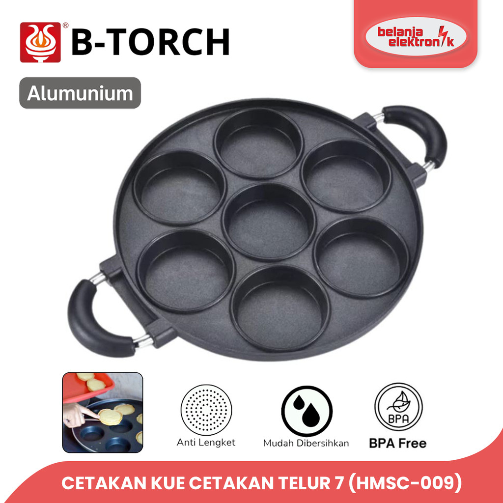 

B-TORCH PANCAKE TEFLON CETAKAN KUE TELUR 7 LUBANG DATAR HMSC-009