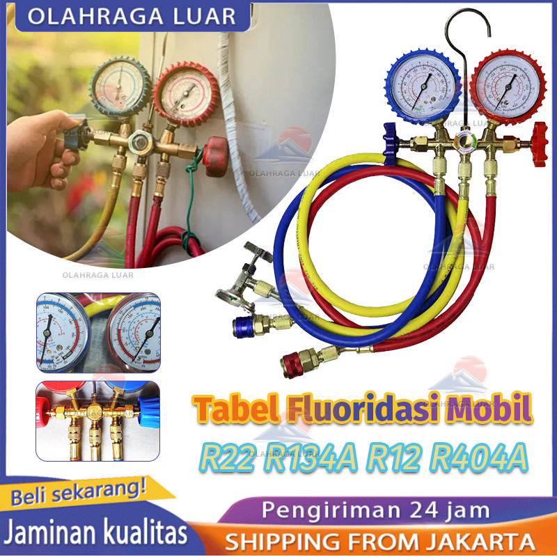 1 Set Alat Pengisian Freon Kulkas Brass Double Manifold Multi One Cool Pengisian Freon Ac Mobil Ac K