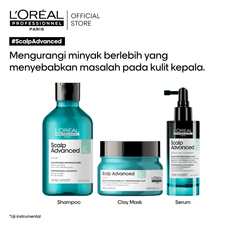 Scalp Advanced 5 in 1 Hair Serum 90ml + Dermo Purifier Shampoo 300ml + Hair Mask 250ml - Anti Rambut