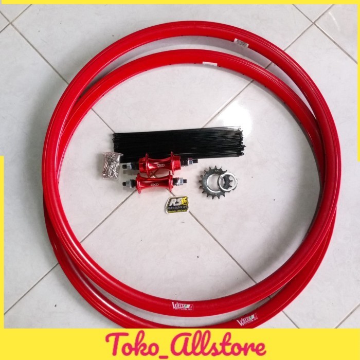 WHEELSET FIXIE DOLTRAP ALLOY BEARING VUELTA ITALI OXO BEARING - Merah