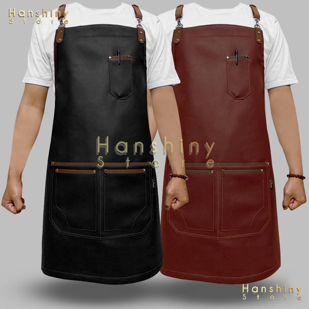 Celemek Kulit Apron Kulit Keren Apron Barista Celemek Kulit Dapur Fashion Baru Apron  Wanita dan pri