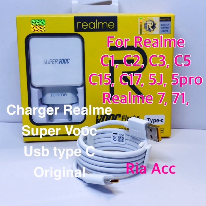 CHARGER CASAN REALME SUPER VOOC REALME 5 PRO ORIGINAL USB TYPE C