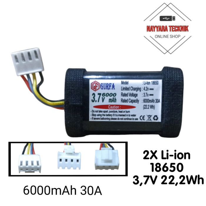 OVT99 Baterai Speaker / Baterai JBL 2x Li-ion 18650 6000mAh 30A 3,7V 22.2Wh BMS 1S 3A