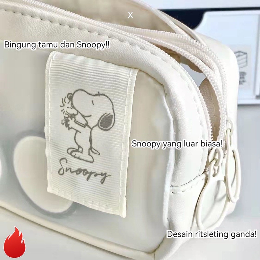 

【READY STOCK】 Muji Snoopy Cute Large Capacity Pencil Case/pensil pouch/make up tas/Kotak Pensil