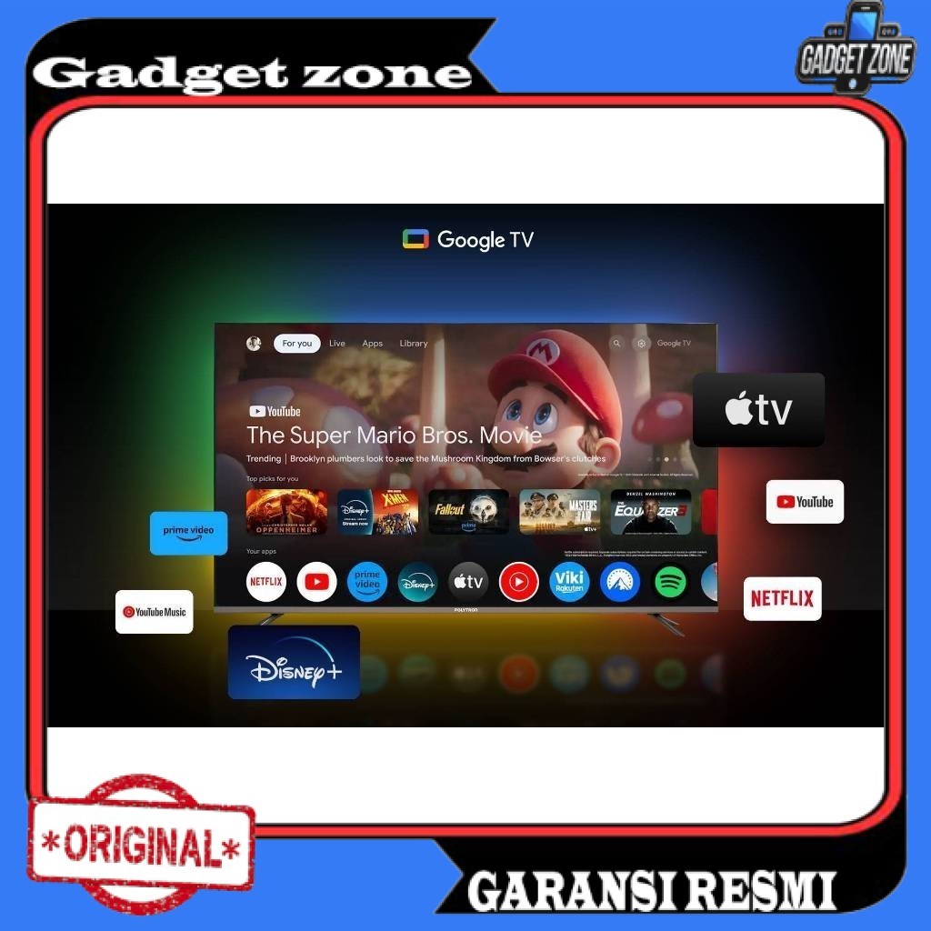 TV Polytron 55in PLD 55QG9059 – Smart GOOGLE TV E-QLED 4K Garansi Resmi