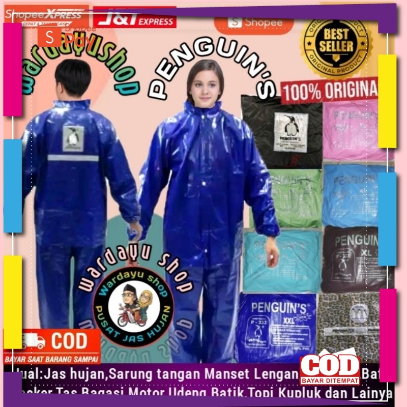 [PREMIUM BAHAN TEBAL] Jas Hujan Penguin P333 L - XL- XXL -XXXL Karet / Raincoat Penguins Setelan Jak