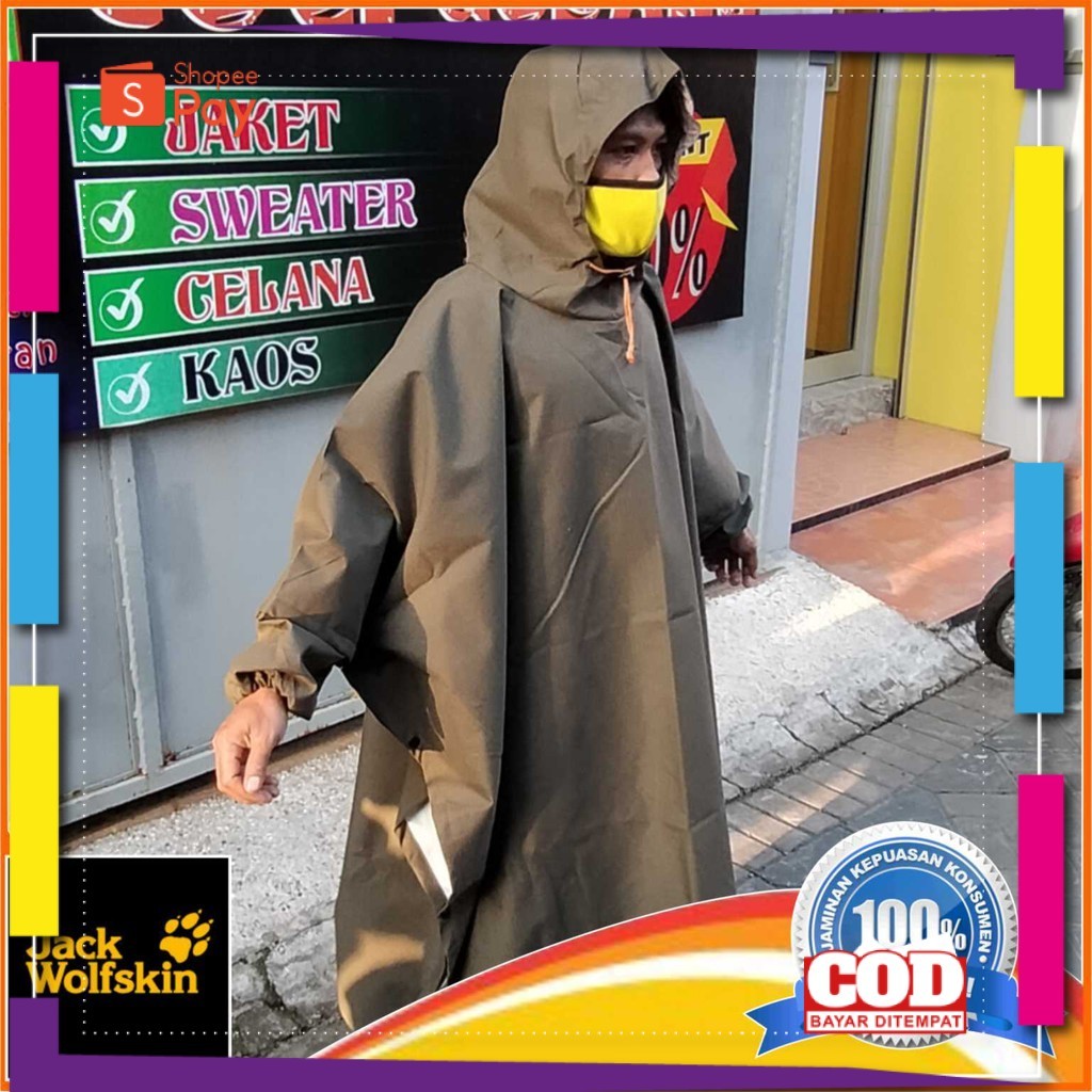 [PREMIUM BAHAN TEBAL] Jas Hujan Ponco Lengan Adventure - Mantel Hujan Lengan EDHERTO - Rainbat Lenga